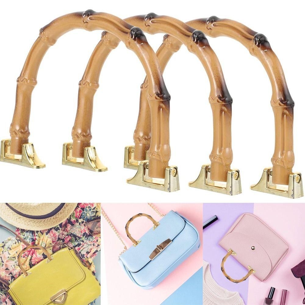Tay cầm túi tre GUSTAVA, có thể tháo rời có khóa tay cầm ví tre, Hộp dây đeo túi đeo vai DIY