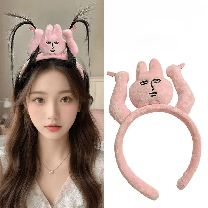 Băng đô thỏ hồng dễ thương, ngộ nghĩnh và mới lạ, xấu xí và dễ thương, giật tóc, kéo tóc, phụ kiện tóc hoạt hình