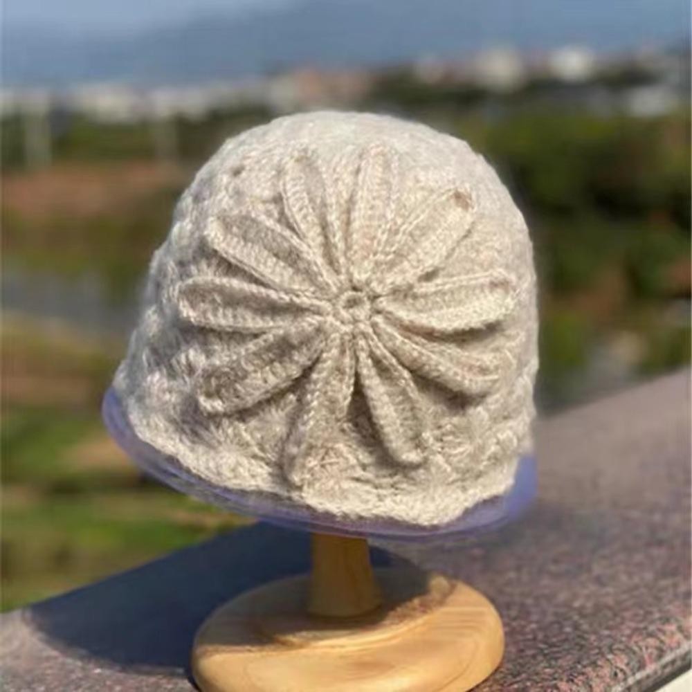 ĐƠN GIẢN Mũ Ngón Chân Rỗng, Mũ Len Dệt Kim Nghệ Thuật Retro, Hoa Ren Ngọt Ngào Rỗng Thoáng Khí Mũ Da Tóc
