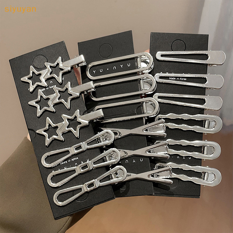 Siyuyan 3 Bạc Kim Loại Mỏ Vịt Kẹp Nữ Kẹp Tóc Bên Nổ Nữ Nữ Barrettes Phụ Kiện Tóc VN