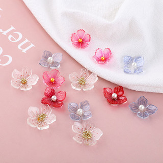 Phụ kiện trang sức thủ công DIY ngọc trai trong suốt năm cánh hoa anh đào hoa Acrylic hoa tai Phụ kiện đinh
