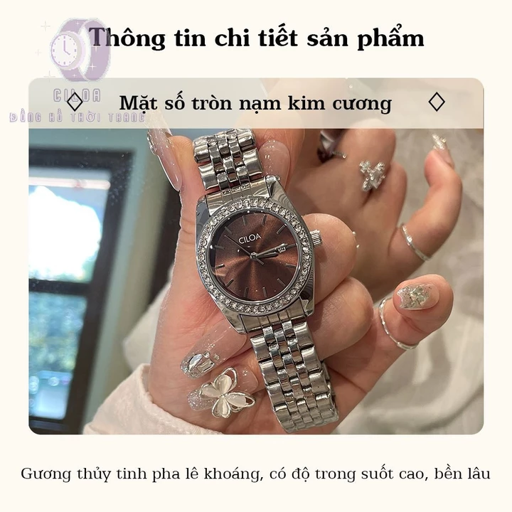 CILOA đồng hồ nữ đồng hồ đôi đồng hồ đính đá đồng hồ dây thép đồng hồ nam nữ đồng hồ quartz đồnghồ nữ chống nước-602