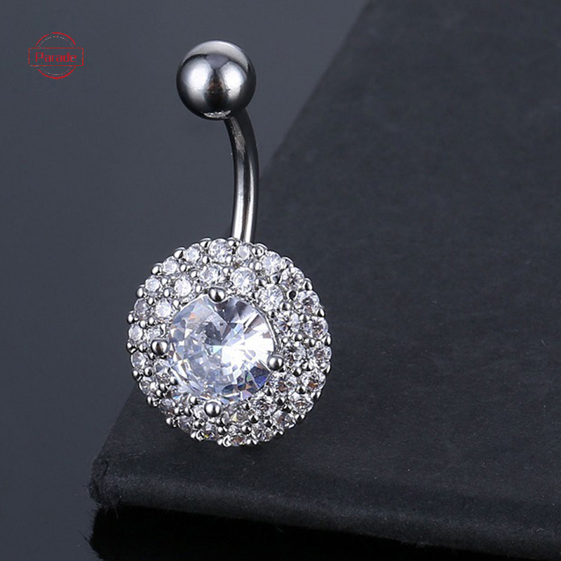 Cuộc diễu hành Dainsty Rối Bụng Nút Nhẫn Thép không gỉ Rốn Zircon Hoa Rốn Rốn Nhẫn Trang Sức Cơ Thể Gợi Cảm VN