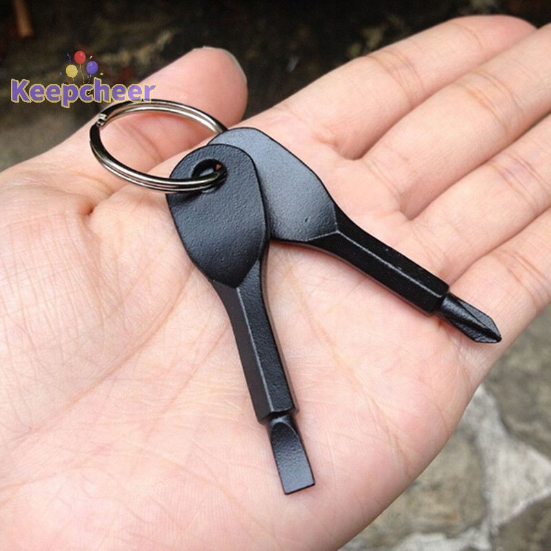 [Keepcheer] Bộ tuốc nơ vít bỏ túi móc khóa bằng thép không gỉ 2 phím ngoài trời [Mới]