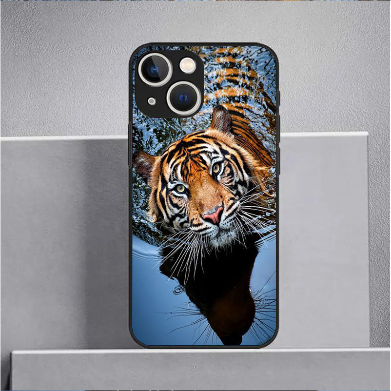 Ốp điện thoại kính cường lực động vật hổ cho IPhone 15 14 13 12 11 Pro XS Max Plus Mini X XR 8 7 6s SE2 / 3