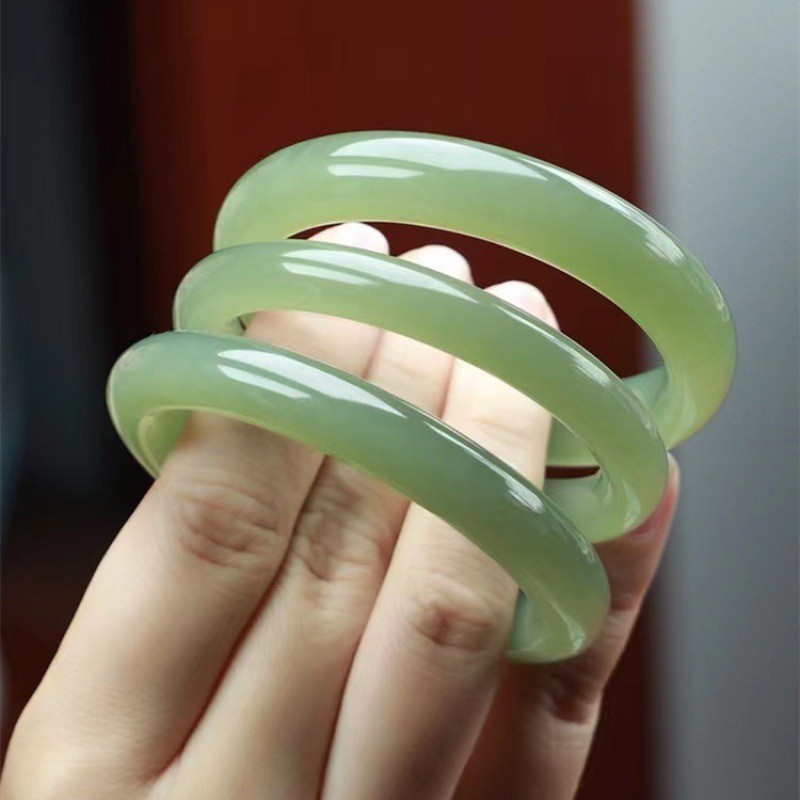 Vòng tay lục lam cổ xanh hồ Vòng tay thanh tròn cổ điển Vòng tay nữ