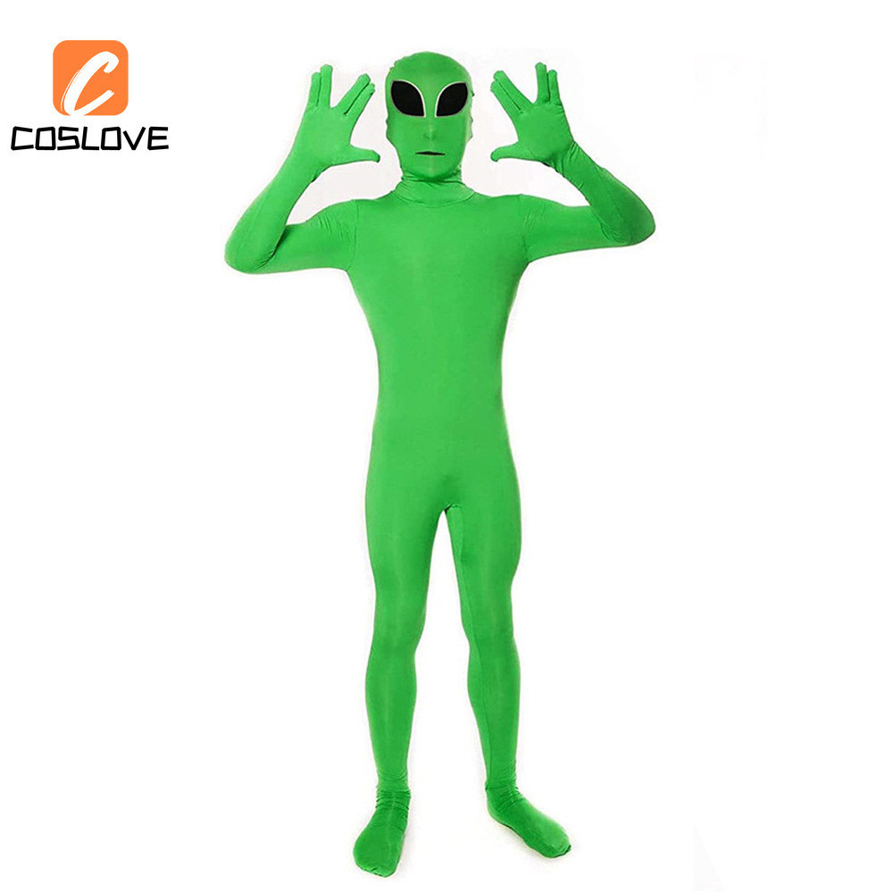 Cổ Điển Xanh Người Ngoài Hành Tinh Áo liền quần Cosplay Trọn Bộ Trang Phục Phù Hợp Với Người Lớn Màu Xanh Áo liền quần Cosplay Quần Áo Phục Hồi Hoàn Hảo
