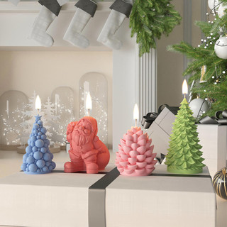 Bộ Sưu Tập Giáng Sinh Khuôn Silicon DIY Cây Giáng Sinh Ông Già Noel Giáng Sinh Hươu Thơm Nến Trang Trí Khuôn