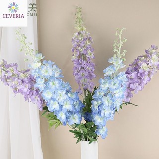 Cành hoa giả  từ lụa Delphinium lớn cao 75 cm, bông to, phù hợp trang trí đám cưới, nhà cửa CEVERIA