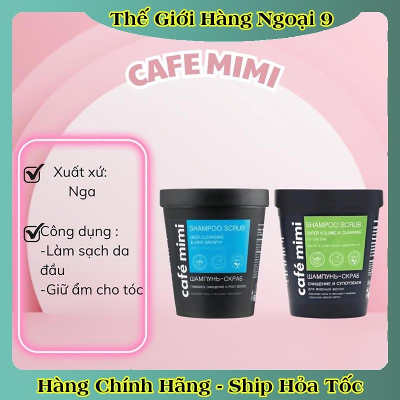 Dầu gội – Tẩy da chết đầu Cafe Mimi Làm sạch sâu, tóc bồng bềnh và mọc tóc 330gr của Nga