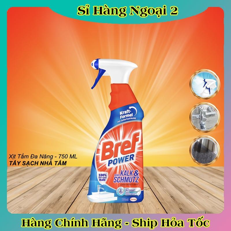 [Mẫu mới nhất] Chai xịt vệ sinh tẩy cặn canxi inox, vòi sen, vách kính Bref Power 750ml - Hàng Nội Địa Đức
