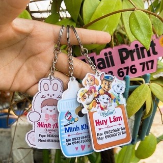 Móc khoá thương hiệu, in bảng tên treo balo cho bé ngộ nghĩnh dể thương AC.GIFT