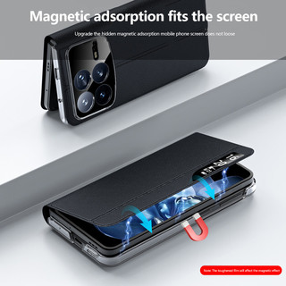 Ốp điện thoại da Window View cho Xiaomi Mix Fold 4 Smart Sleep Awake Flip Cover