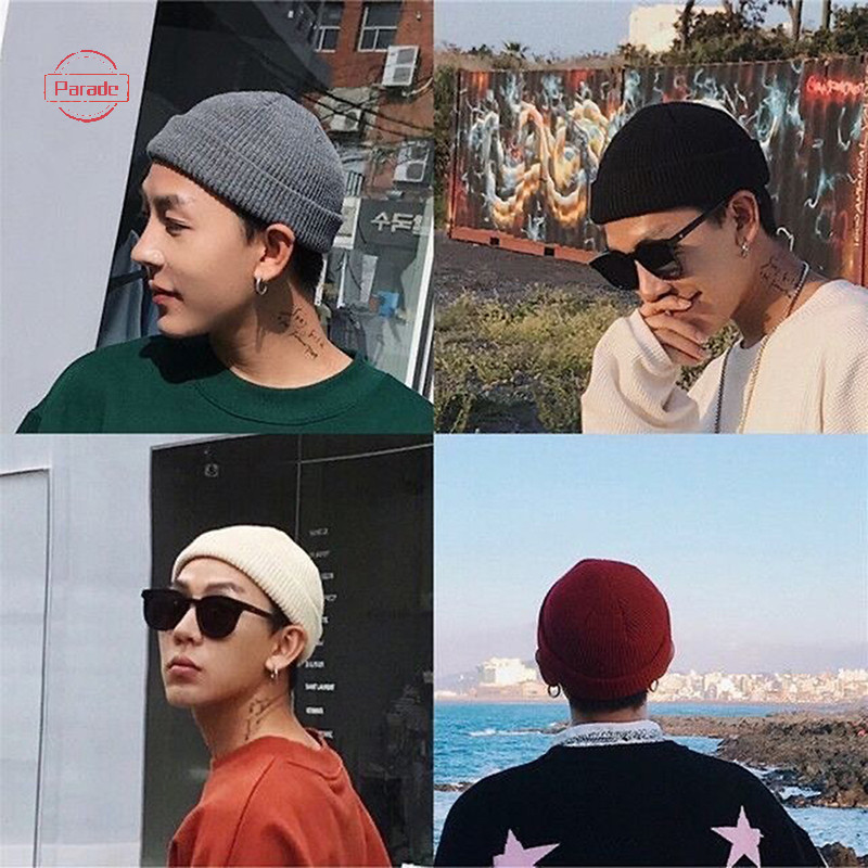 Diễu Hành Mùa Đông Ấm Áp Unisex Len Beanies Mũ Người Cá Mũ Dành Cho Nam Ngắn Đan Đồng Hồ Còng Trawler Mũ Hip Hop Bonnet VN