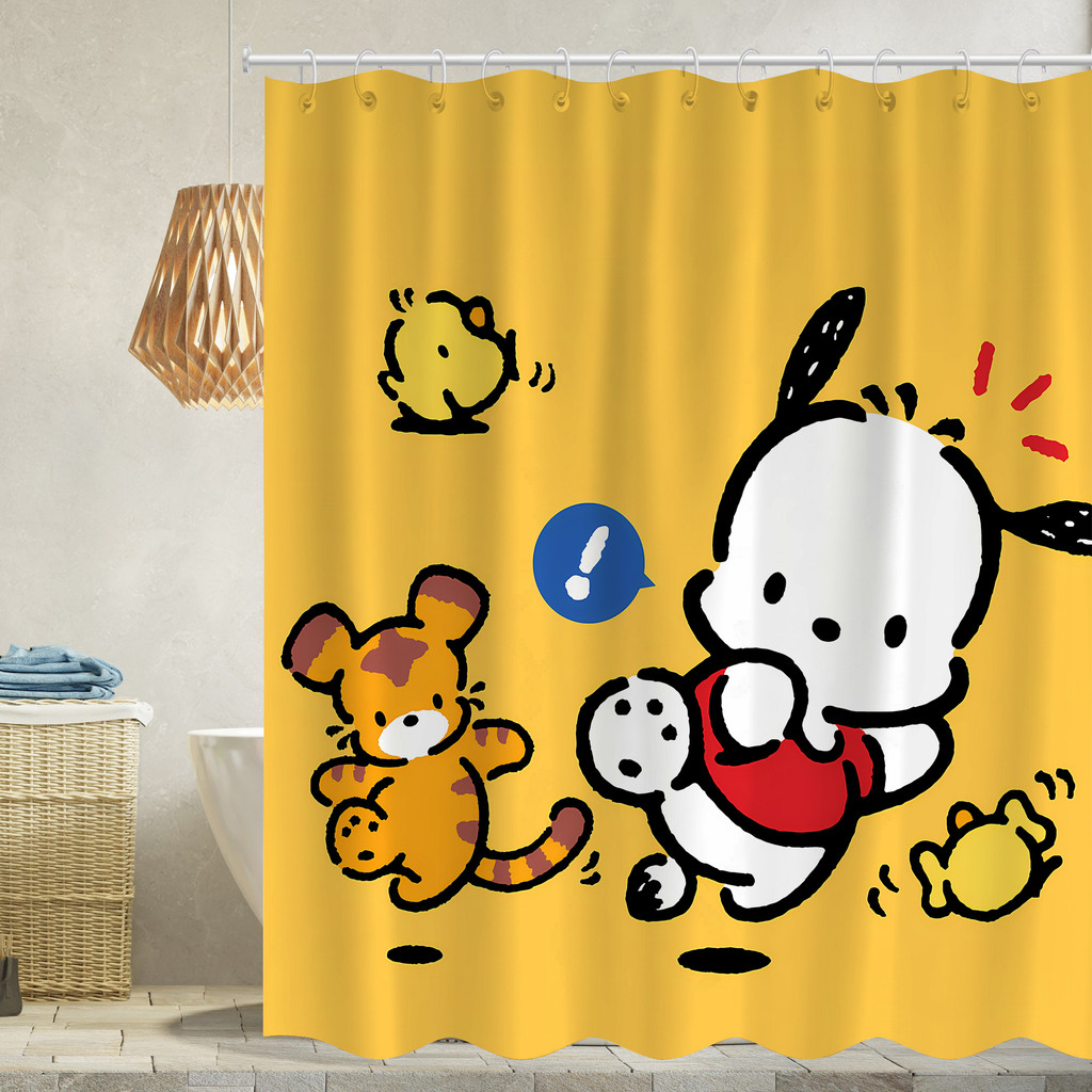Sanrio Pochacco Polyester Rèm tắm chống thấm nước Trang trí phòng tắm