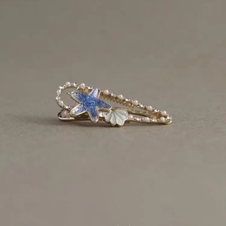 Mauropoli [Hàng có sẵn] Haihai Zhumeng ~ Kẹp tóc sao biển dễ thương Fairy Blue Side Duckbill Clip Bangs Tóc gãy Kẹp tóc nhỏ phù hợp cho nữ