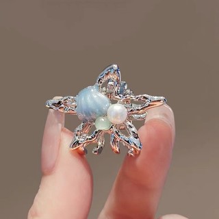 Mauropoli [Sẵn sàng] Vỏ cảm giác tinh tế cổ điển dễ thương Kẹp lấy nhỏ bên hông Nổ trán Tóc bị gãy Sao biển Kẹp tóc thời trang Phụ kiện tóc