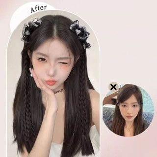 (Giao hàng tại địa phương) Bím tóc giả nhiều sợi với nơ kim cương ngọt ngào - Phụ kiện kẹp tóc thời trang