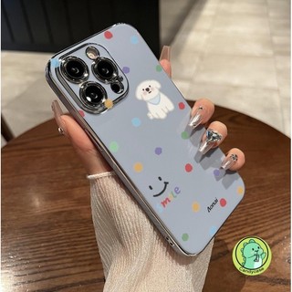 Vỏ Sang Trọng Cho Vivo V40 V30 V30E V29 V29E V27 V27E V25 V25E V23 V23E Pro V21 V21s V21E V20 Pro V9 5G 4G Vỏ Hoạt Hình Dễ Thương Chấm Chó Mềm Mạ Bóng Vỏ Điện Thoại