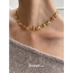 Vòng cổ đá quý bện phù hợp kiểu cổ điển nhẹ sang trọng Dây chuyền xương đòn thời trung cổ cao cấp