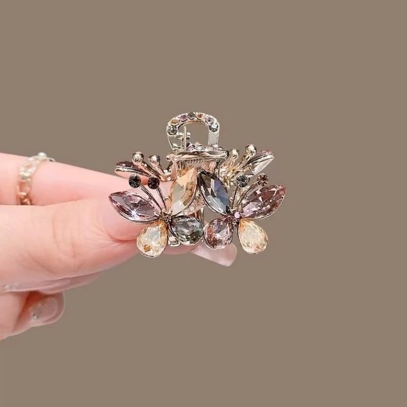 Mauropoli [Sẵn sàng] Kẹp nhỏ hình bướm pha lê tinh tế Kẹp nhỏ sang trọng Kẹp đầu sau Kẹp tóc cá mập Phụ kiện tóc sang trọng nhẹ