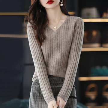 Giao hàng bình thường Áo len dệt kim cổ chữ V mẫu mới Áo len nữ dài tay áo mặc trong kiểu Tây Áo len phối trong áo nữ mặc ngoài