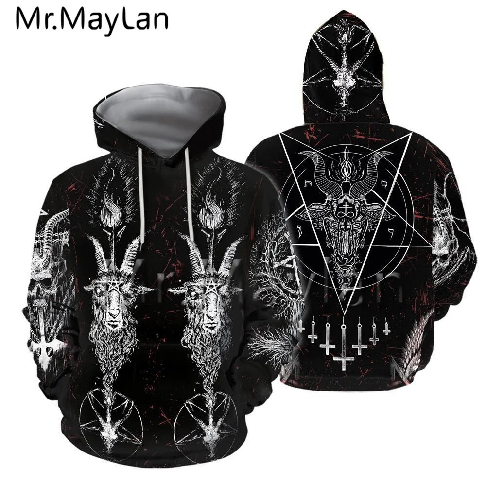 Pentagram 3d In Áo Khoác Gothic Satan Áo Nỉ Nam Mới Thu Xuân Thương Hiệu Có Mũ Trùm Đầu Hip Hop Nam Áo Hoody T99