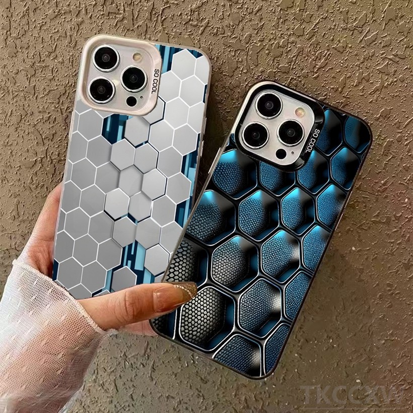 Cặp đôi tổ ong Lingge Aurora mát mẻ cho Redmi K70 K60 K50 K40 K30 Pro Ultra Gaming K70E13C 12C 10C 9C 12 10 A1 A2 màu mờ bạc Vỏ cứng mờ