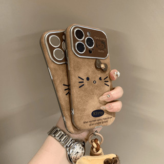 Ốp điện thoại hình dòng cửa sổ lớn sang trọng KT Cat cho iPhone16 15 14 13 12 Pro Max Vỏ bảo vệ camera chống sốc Vỏ lưng mềm