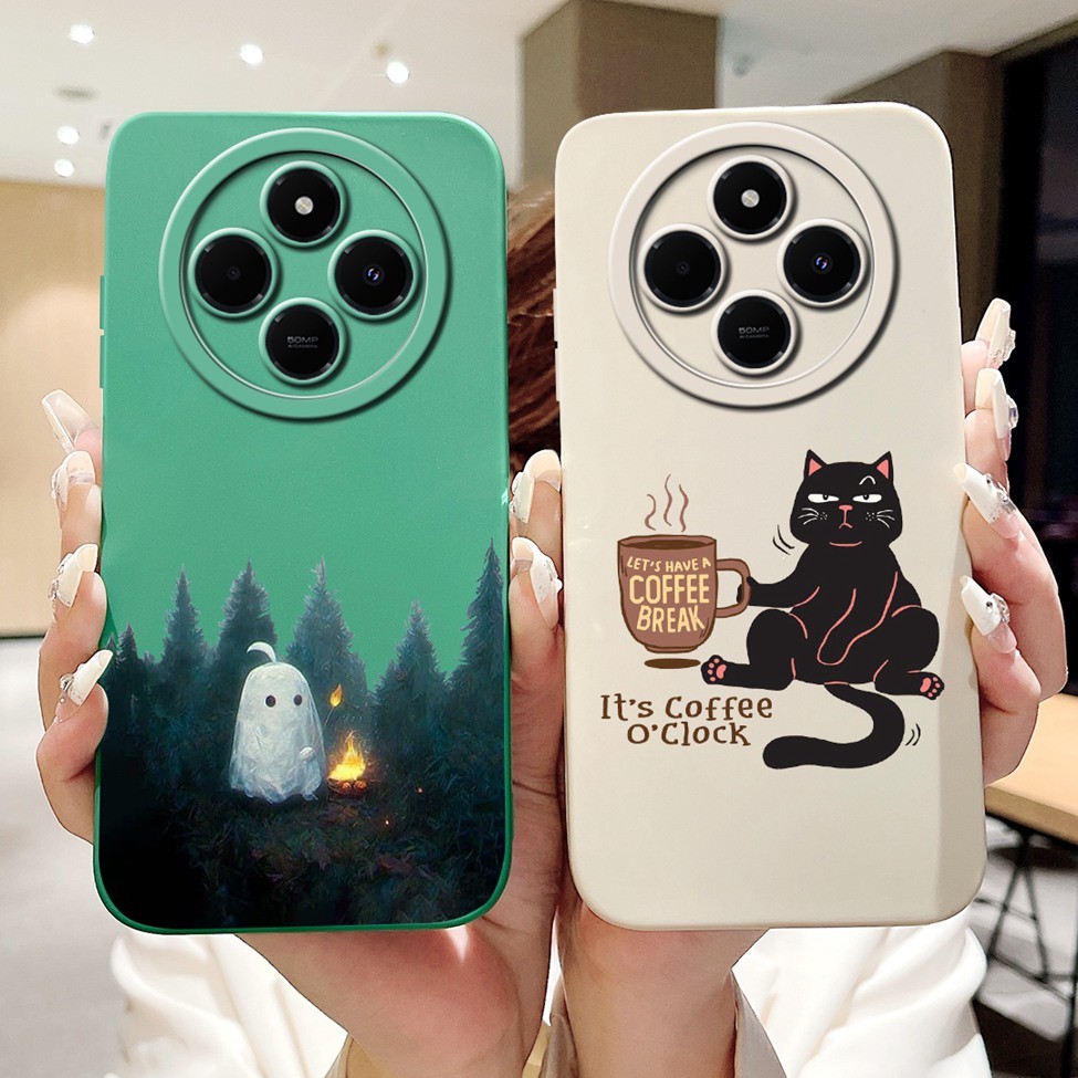 Ốp lưng Xiaomi Redmi 14C 4G Thời Trang Thẩm Mỹ Dễ Thương Cô Gái Ngộ nghĩnh Gấu Trúc Mèo Sơn Vỏ Điện Thoại Redmi 14C Màu Đen
