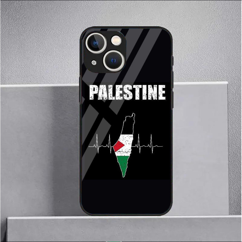 Ốp Điện Thoại Kính Cường Lực Palestine Cho IPhone 15 14 13 12 11 Pro XS Max Plus Mini X XR 8 7 6s SE2 / 3