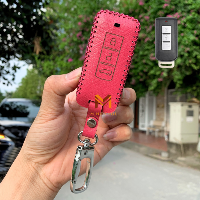 Bao da  bọc ốp chìa khoá xe ô tô Mitsubishi Xpander Cross,Triton, Pajero, Attrage, Outlander