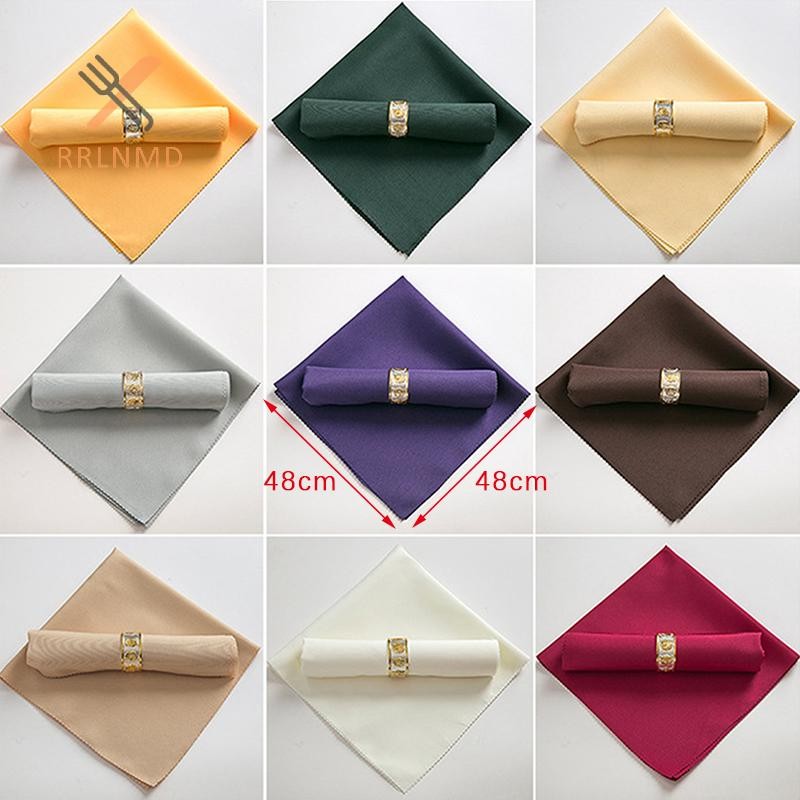 Rrlnmd > 48 * 48cm Nhà Hàng Tiệc Cưới Tiệc Ăn Tối Vải Polyester Khăn Ăn Restaura MỚI