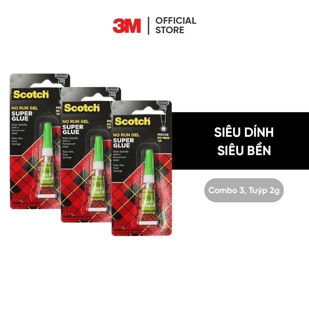 Ảnh Combo 3 Keo dán đa năng 3M™ Scotch®, siêu dính, trong suốt, dạng loãng, mau khô, 2g/ống, Dán được nhiều chất liệu 1