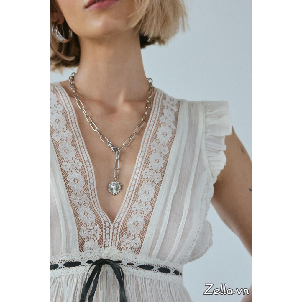 Nữ Ren Chắp Vá Xe Tăng Áo Mùa Hè Lông Tơ Tay Ruffle Hem Dây Buộc Trước Babydoll Vest