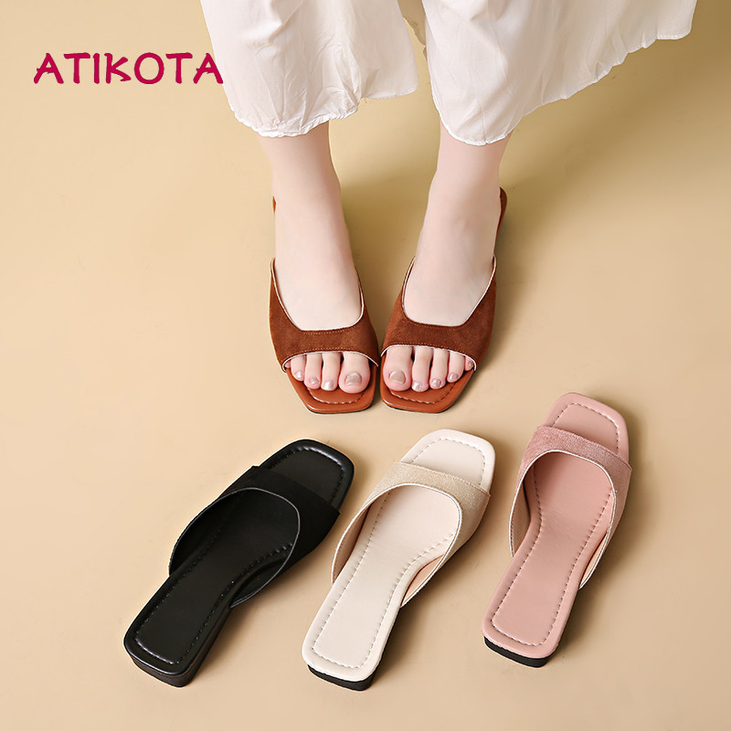 Atikota Nữ Nêm Sandal Thời Trang Đa Năng Chống Trơn Trượt Thoải Mái Nhẹ Thoải Mái Dép Thường Ngày
