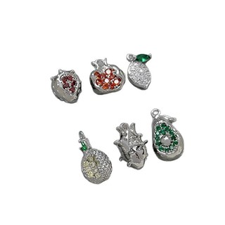 Mặt dây chuyền tự làm đồng mạ vàng thật với đá quý trái cây như lựu, chanh, dứa, dâu tây