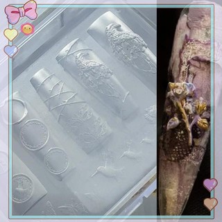 [beautifulhome] Khuôn Silicon Móng Tay Nghệ Thuật Retro Crow Rose Night Eagle 3D Nail Art Trang Trí DIY Thiết Kế Khuôn Trong Suốt [Làm Đẹp]