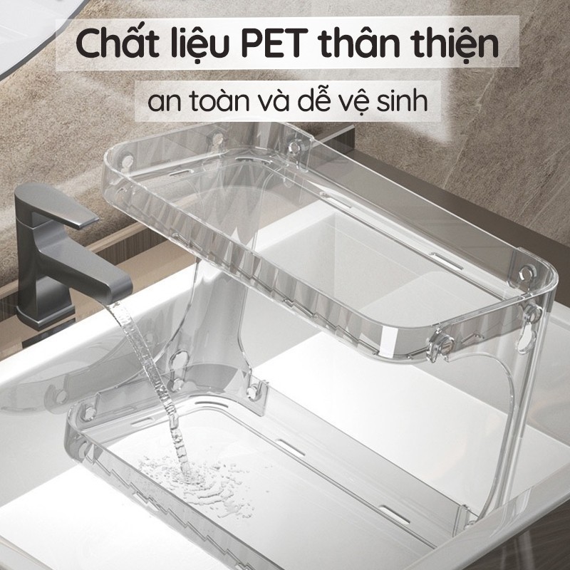Kệ Đựng Mỹ Phẩm 2 Tầng Trong Suốt Nhựa Mica Nhà Tắm Cao Cấp Dinohome, Kệ Để Đồ Trang Điểm Nước Hoa