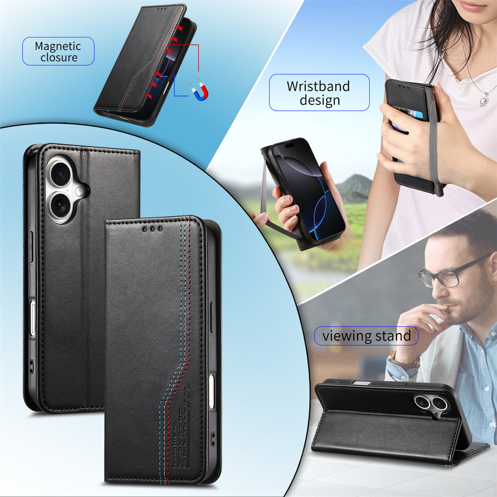 Sang Trọng Retro Da Lật Ví Khe Cắm Thẻ Giá Đỡ Ốp Lưng Điện Thoại Cho IPhone 16E 17 16 15 14 13 12 Pro Max Ví Bảo Vệ