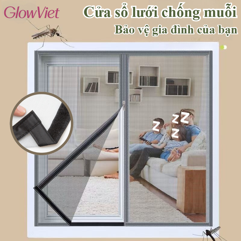 Rèm Chống Muỗi Cửa Sổ Lưới chống Muỗi - Khóa Kéo Tiện Lợi! Lưới Dày Đặc Chống Muỗi, Bụi, Côn Trùng