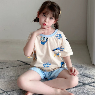 Bộ đồ ngủ bé gái mùa hè chất lạnh - Áo thun tay ngắn và quần short, mặc nhà thoáng mát