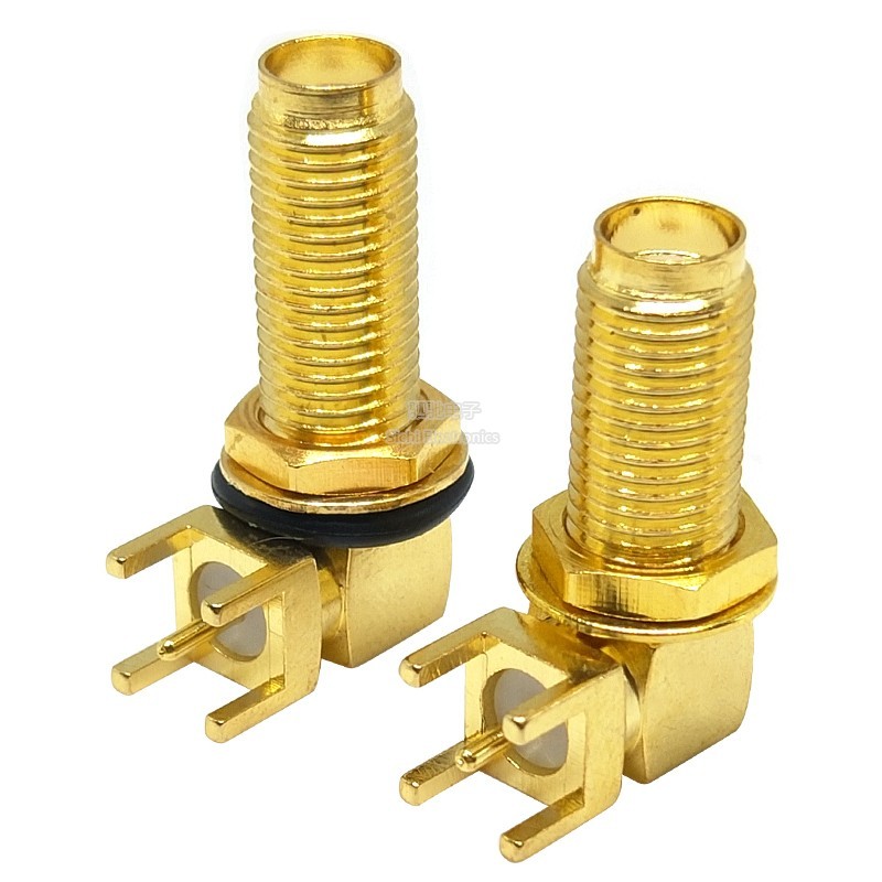 SMA-KWE Vô Tuyến Tần Số Ghế Bên Ngoài Vít Lỗ Bên Trong 90 Độ RF Ăng Ten Ghế Ngang Cong Pin 17 / 19 / 20 / 23MM