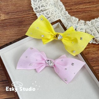Kẹp Tóc Nơ Handmade Với Kim Cương Giả Cho Chó Nhẹ Nhàng Thú Cưng Phụ Kiện Tóc Cho Maltese Yorkie Bichon Đạo Cụ Chụp Ảnh