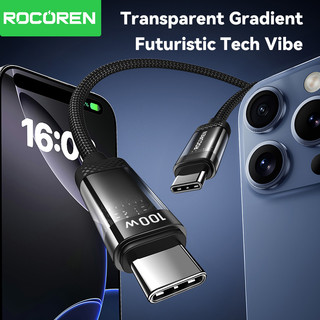 Cáp Rocoren 100W Type C sang USB C PD 3.0 Sạc nhanh 4.0 Loại sạc nhanh C sang TypeC Dây cho iPhone 16 Samsung