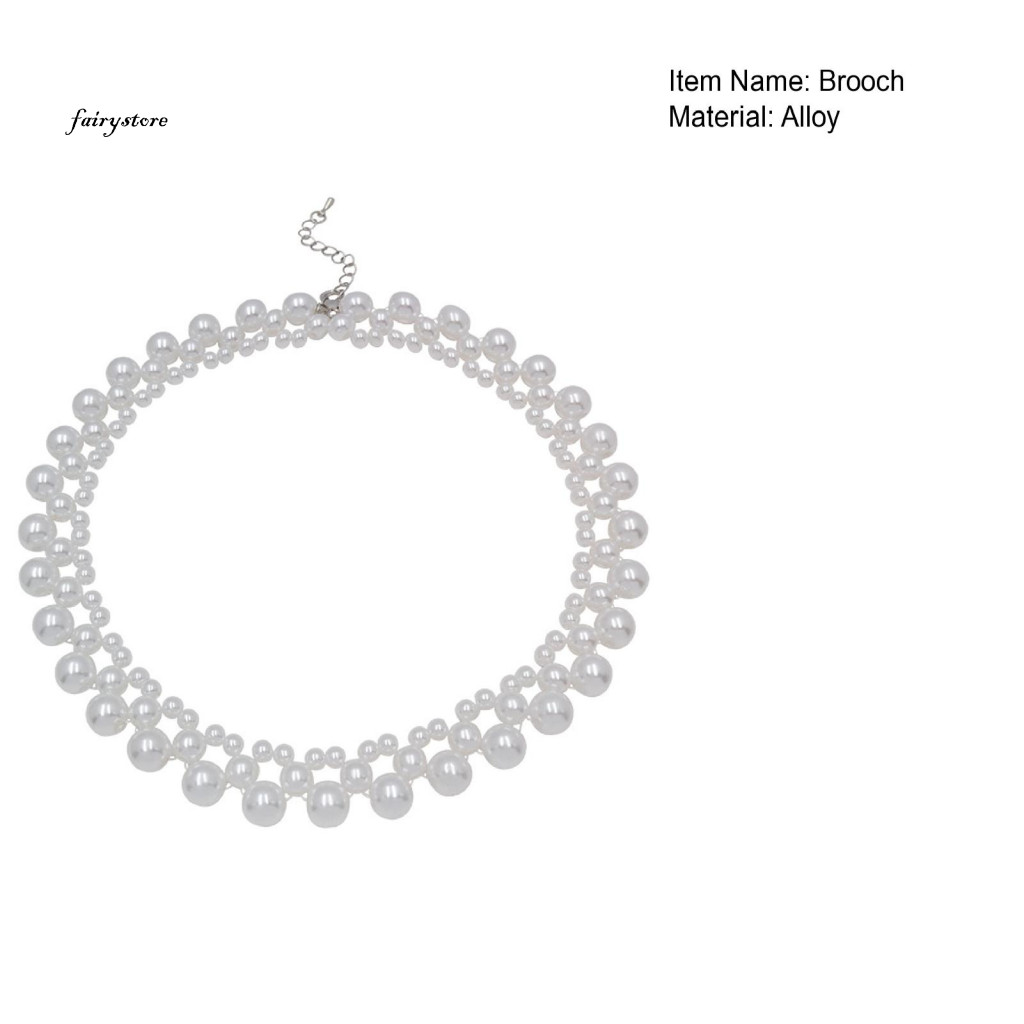 Vòng cổ chocker ngọc trai giả vintage màu trắng, phụ kiện trang sức thanh lịch cho cô dâu