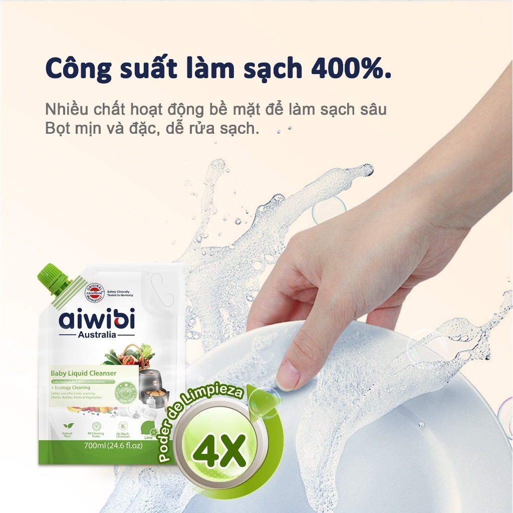 [QUÀ TẶNG] Nước Rửa Bình Sữa, Rau Củ Quả Aiwibi Cho Bé (700ml)