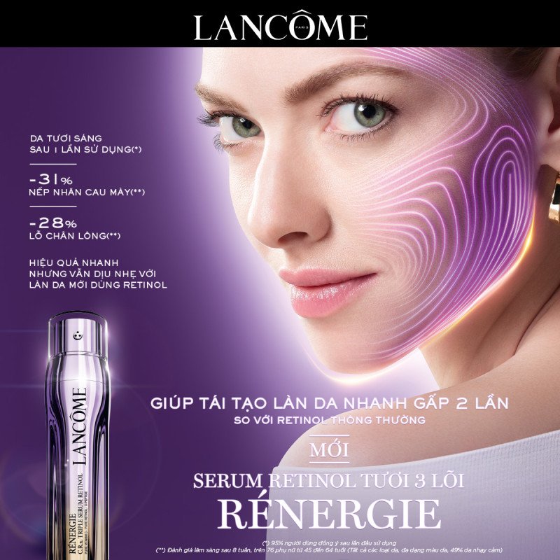 Serum Retinol Tươi 3 Lõi Rénergie Lancome - Giúp Tái Tạo Da Nhanh Gấp 2 Lần Với Retinol Thông Thường 50ml