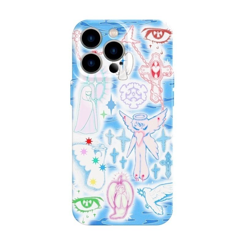 Ốp Điện Thoại Y2k Angel Cross QYJS Thích Hợp Cho IPhone X XS XR XSMAX 11 12 PRO 13 14 15 16 ProMax 16 15 14 PLUS Ốp Lưng Cứng Phim Niche ZSV8