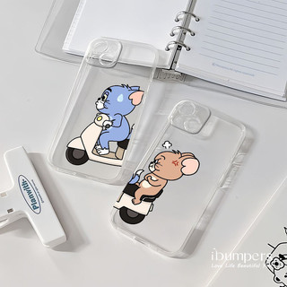 ibumpers Ốp Điện Thoại iPhone Tom và Jerry Họa Tiết Hoạt Hình Cho IPhone 16 15 14 12 13 11 Pro Max IP 7 8 Plus X XS XR Mỏng Ốp Lưng Trong Suốt TPU Silicon Mềm Chống Sốc